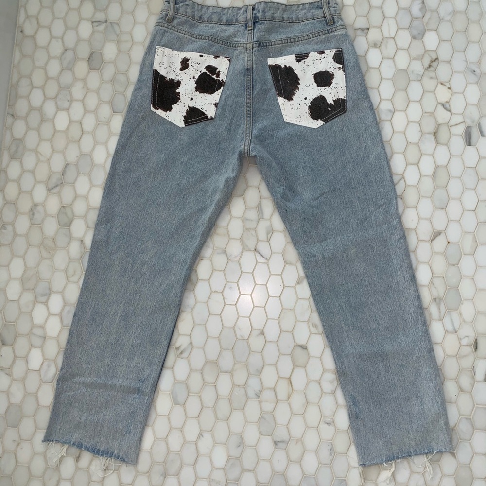 Adika Light Wash Cow Print Jeans (M)